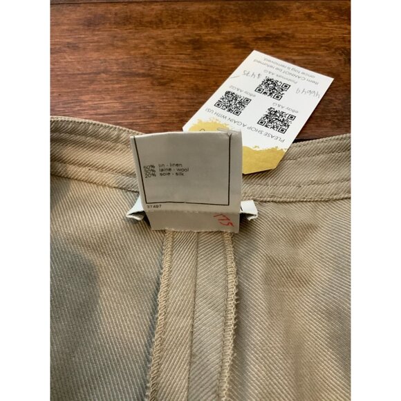 CHANEL Beige Linen Wool & Silk Blend Straight Leg Pants, Size 4 | 36 - Picture 3 of 4